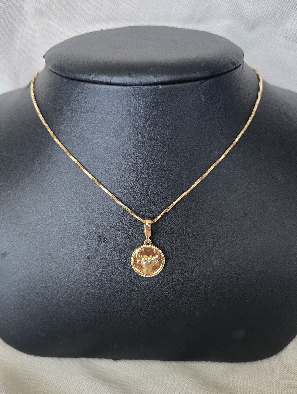 Gold-Tone Zodiac Bull Coin Pendant Necklace - Women’s Jewelry